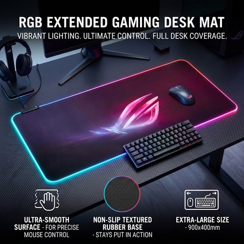 Gaming large led mouse - led, mat